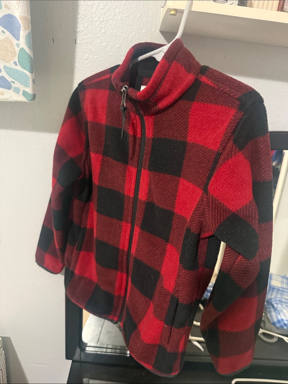 Amazon Essentials Red and Black Buffalo Plaid Kids Zip Jacket